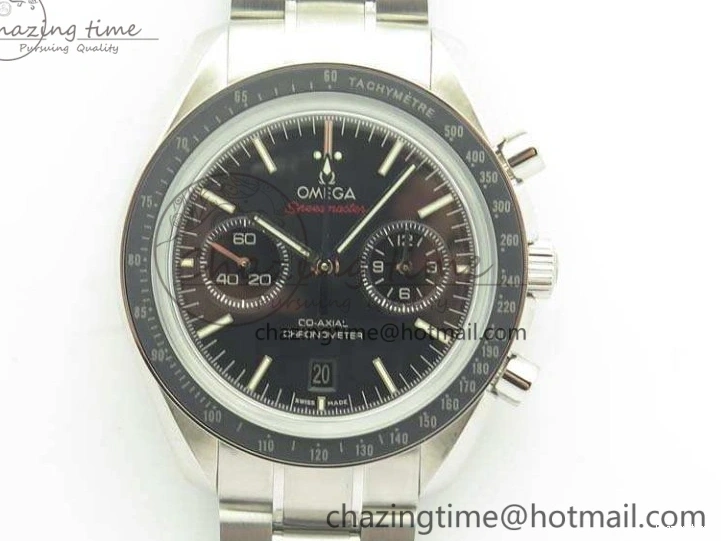 0306 TechFriendly SpeedMaster MoonWatch SS OMF 1:1 Best Edition Black Red Dial On SS Bracelet A9300 V 8092